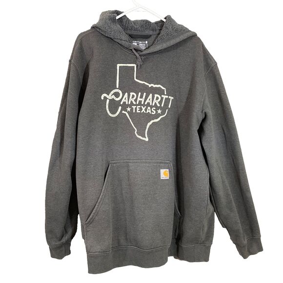 Carhartt Texas Relaxed Fit distressed Hoodie Sweatshirt Men’s XL Gray pocket - Picture 1 of 14